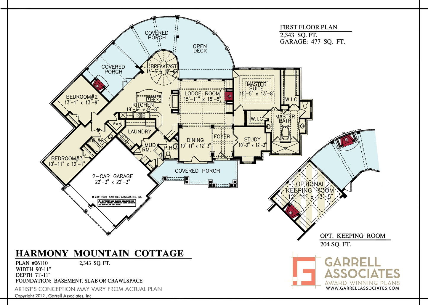 1st FLOOR PLAN & OPTIONAL KEEPING ROOM - 06110 Floor_Plan
