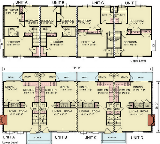 Harrison Quadplex House Plan